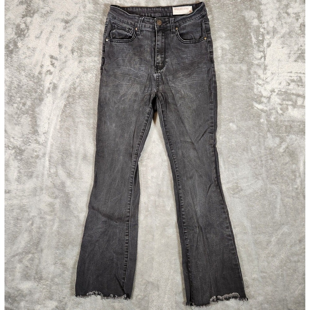 Wish List Jeans Women's 25X27 Medium Skinny Stretch Raw Hem Bootcut Black